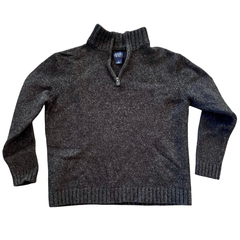 Gap Wool Lambswool Chunky Quarter Zip Dark Gray Sweater Men's XL 2000's